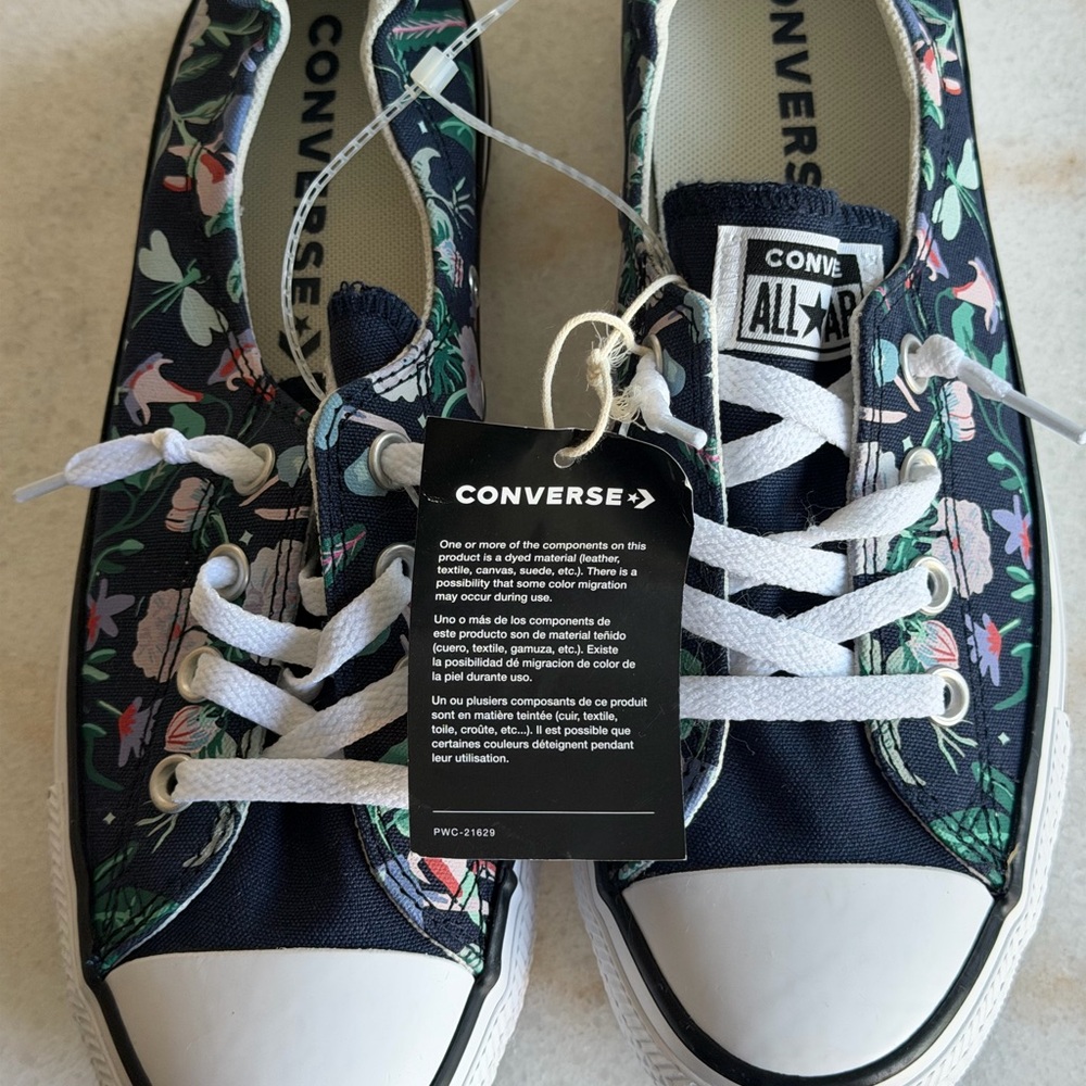 Converse Shoreline Slip Floral Sneakers -Navy w/Light Blue, Green & Pink (NWOB)